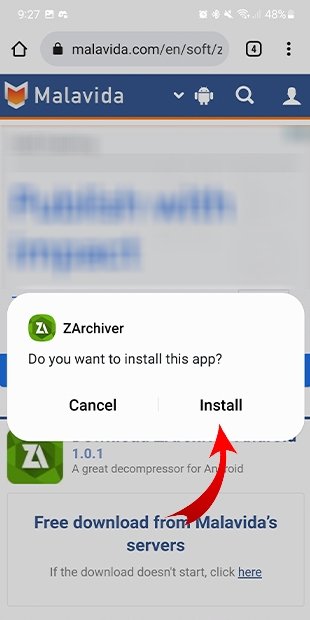 Install Zarchiver to continue
