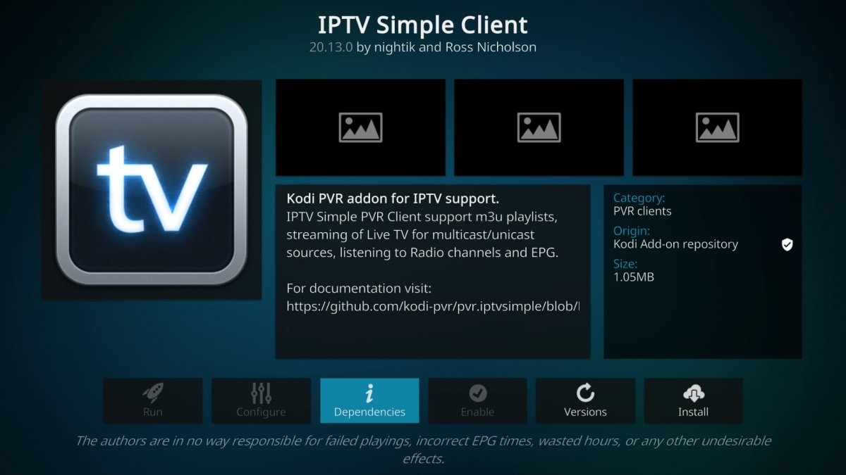 Установите простой клиент IPTV в Kodi