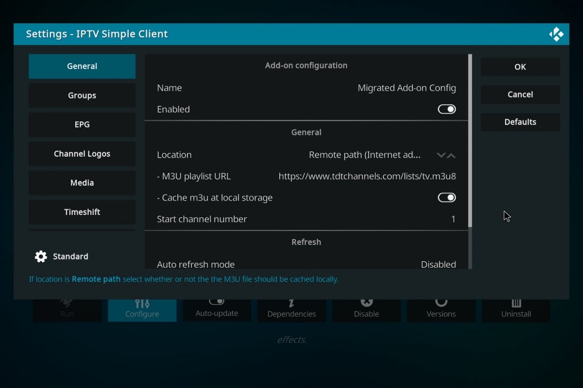 Instalação do IPTV Simple PVR Client