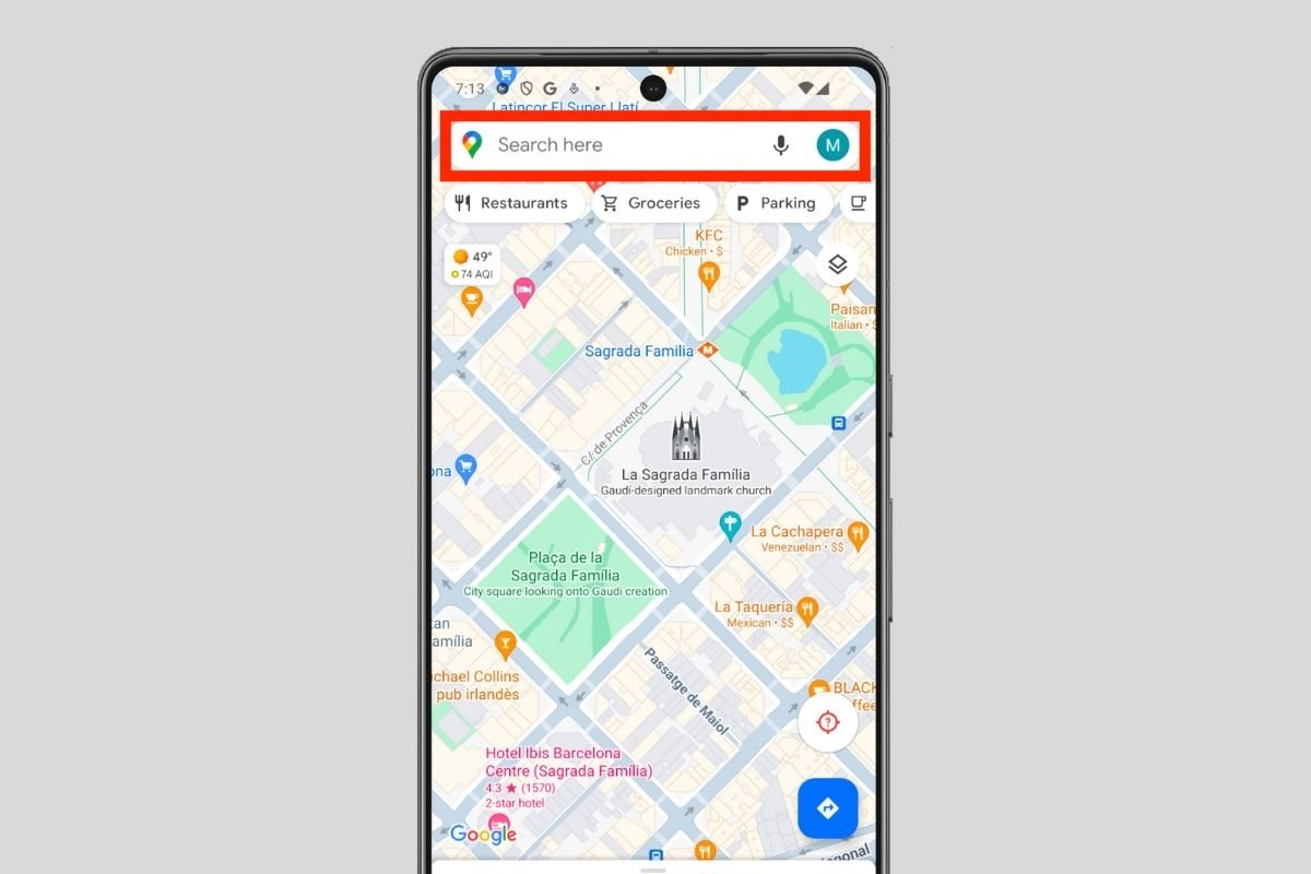 Come con qualsiasi ricerca in Google Maps, devi usare la casella di testo in alto