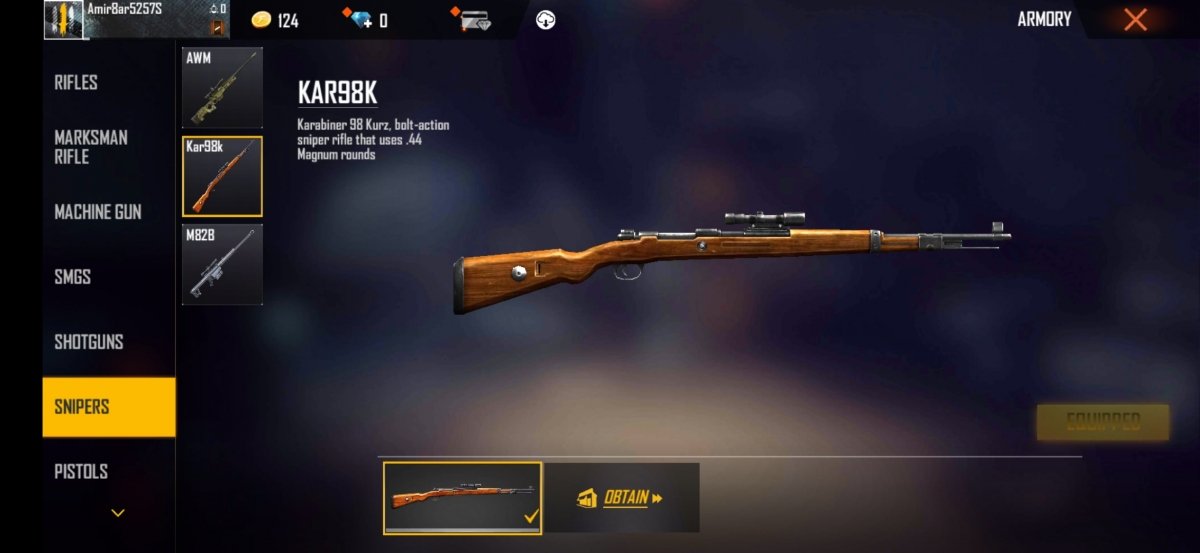 KAR98K causa mucho daño y recarga rápido