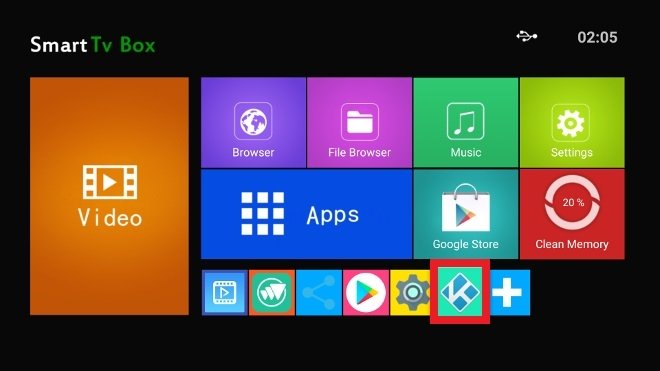 Kodi sichtbar zwischen den Apps auf unserem Android-Fernseher, der auf einem Samsung-Fernseher läuft