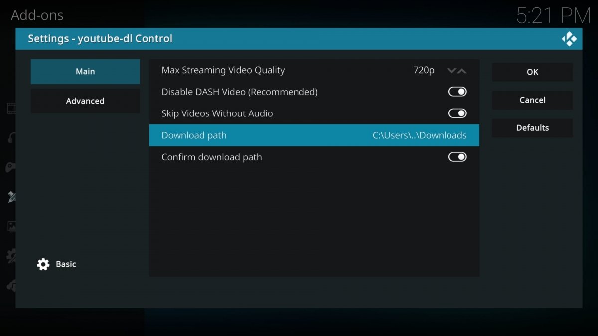 Kodi Download-Verzeichnis