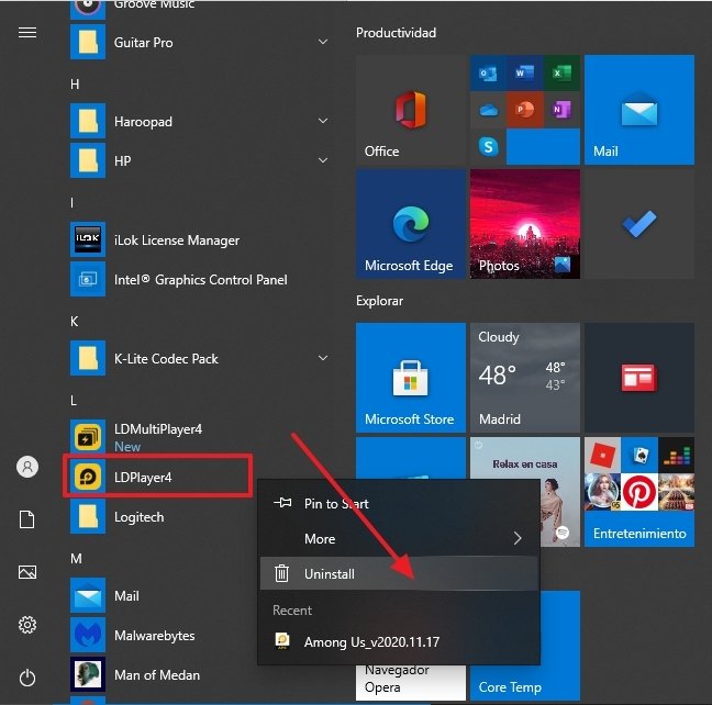 LDPlayer in the start menu