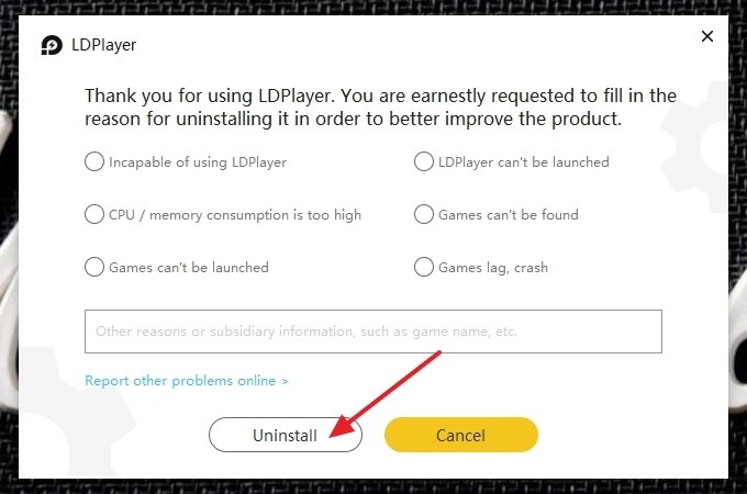 ldplayers uninstallation screen 1454