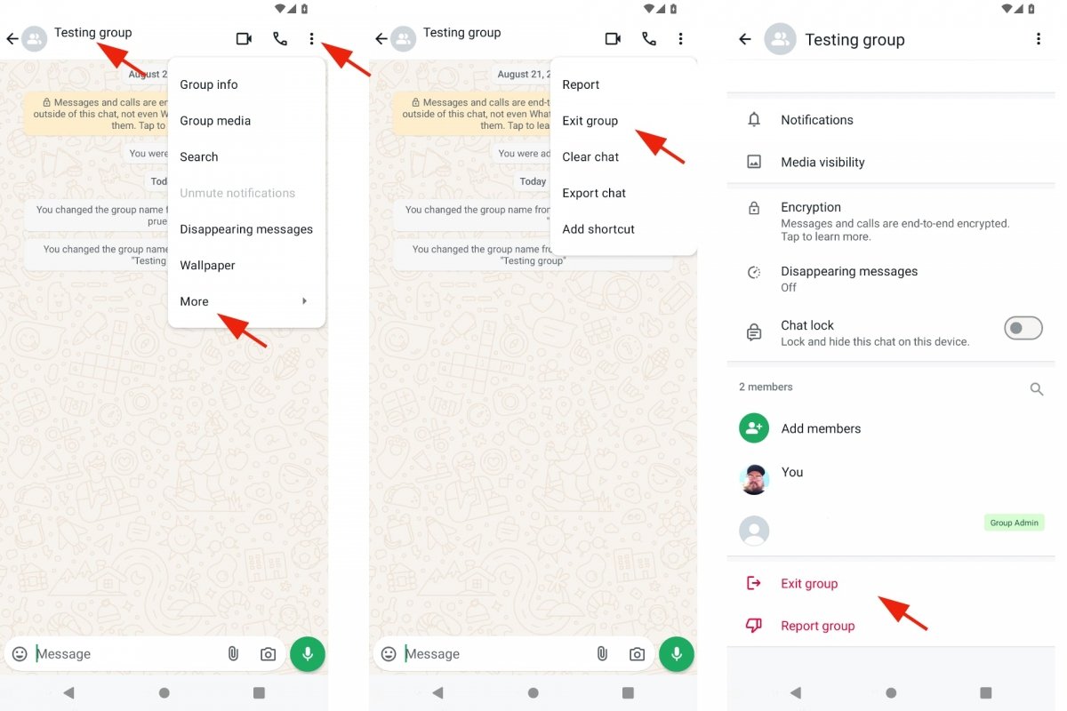 Leaving a WhatsApp group step by step