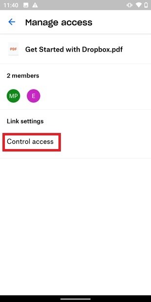 Control de acceso a un enlace