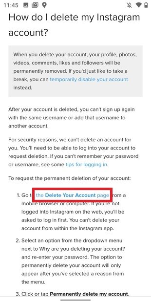 How To Delete An Instagram Account