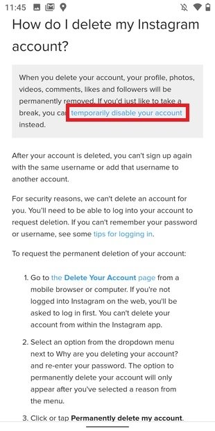 How To Delete An Instagram Account