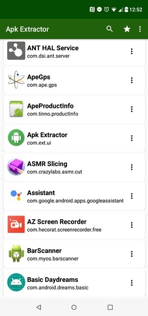 Liste der installierten Apps