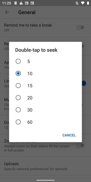 List of options to set the time