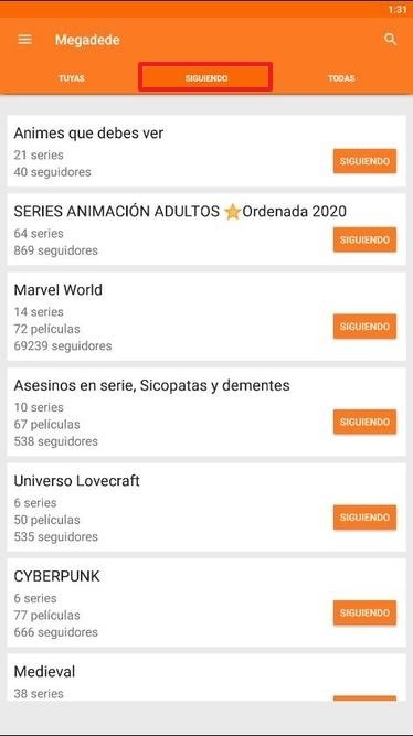 Listas seguidas