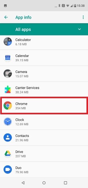 Locate Chrome amongst the installed apps