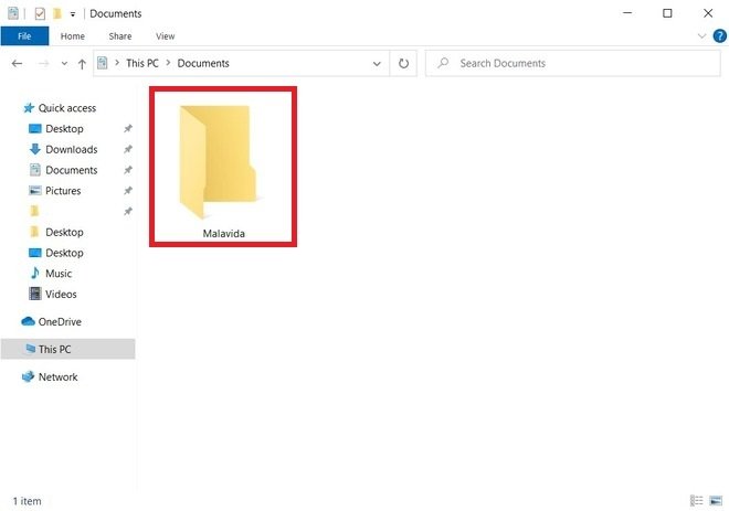 Locate folder in the file explorer