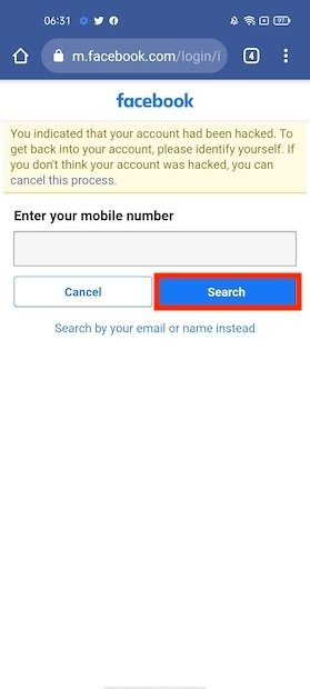 Locate the account by means of your phone or email