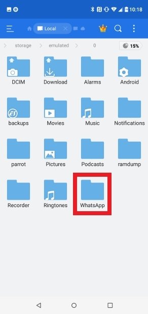 Locate the WhatsApp folder