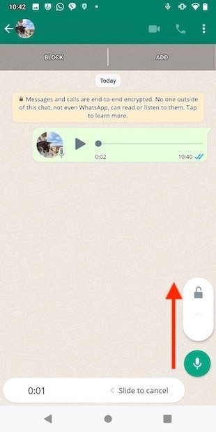 Lock the recording in WhatsApp