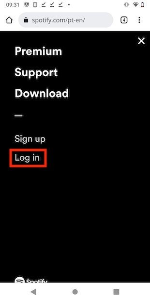 Log into your Spotify account