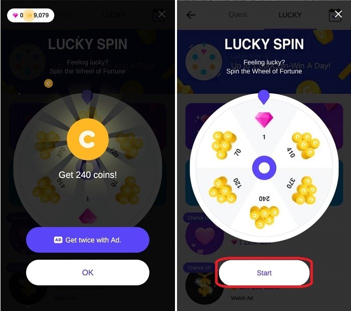 Lucky Spin V2 et récompenses