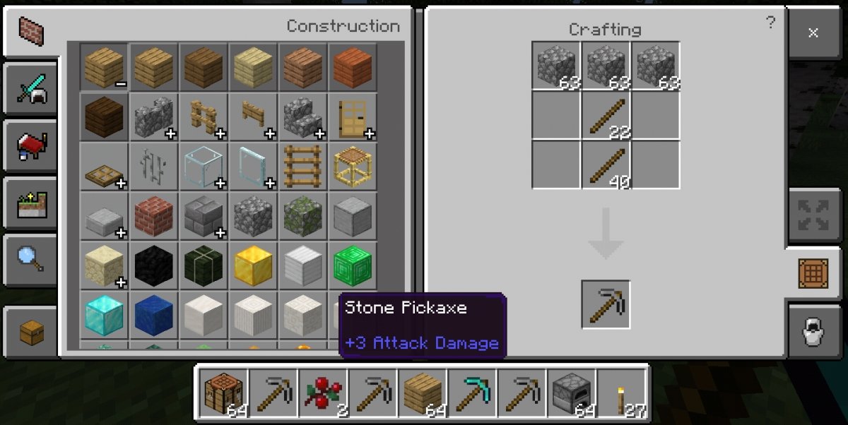 Make a stone pickaxe