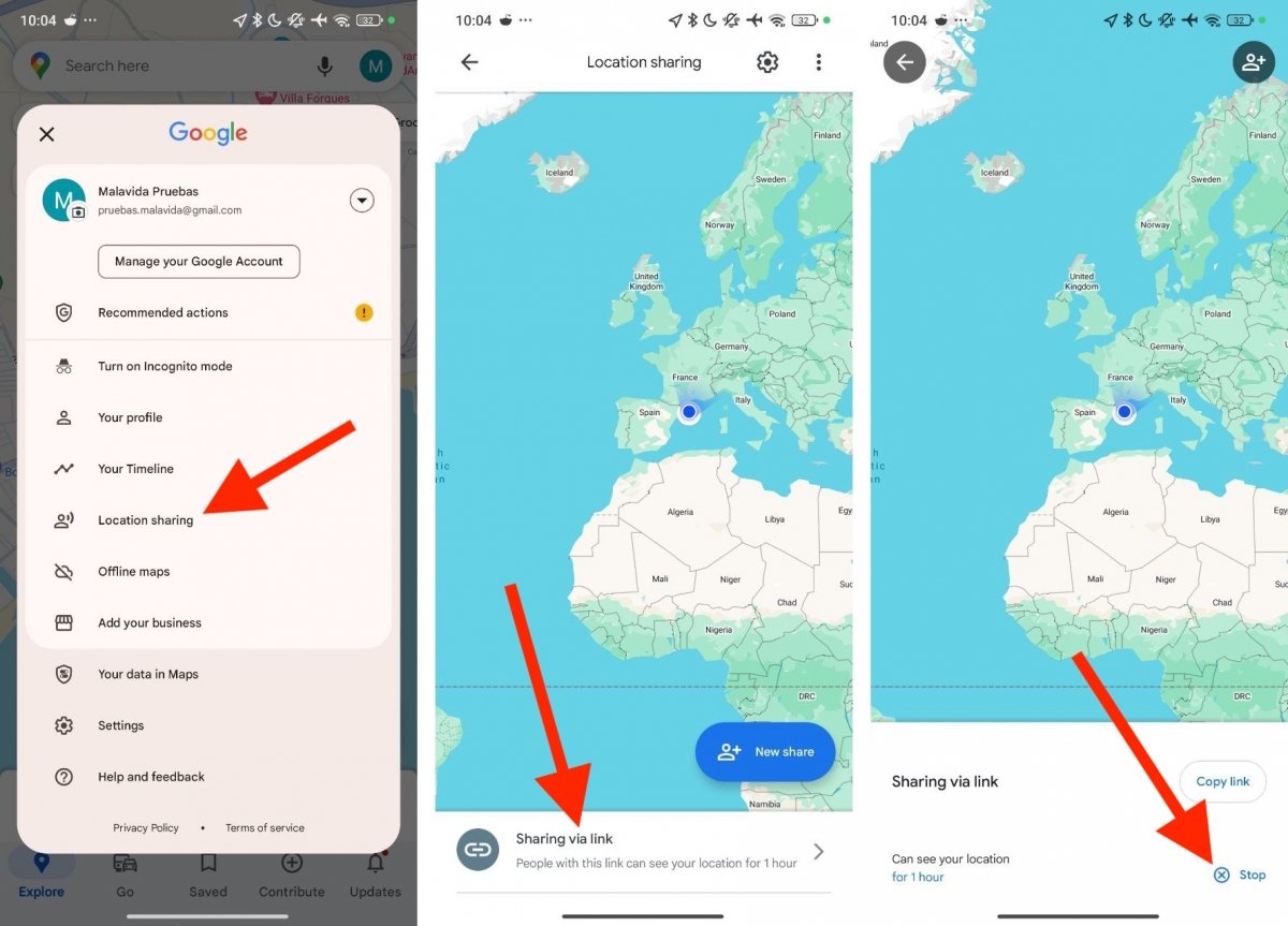 Manage the current sharing option and stop sharing your location