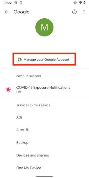 Manage your Google account