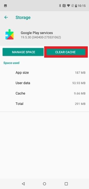 Management of the Google Play Services cache