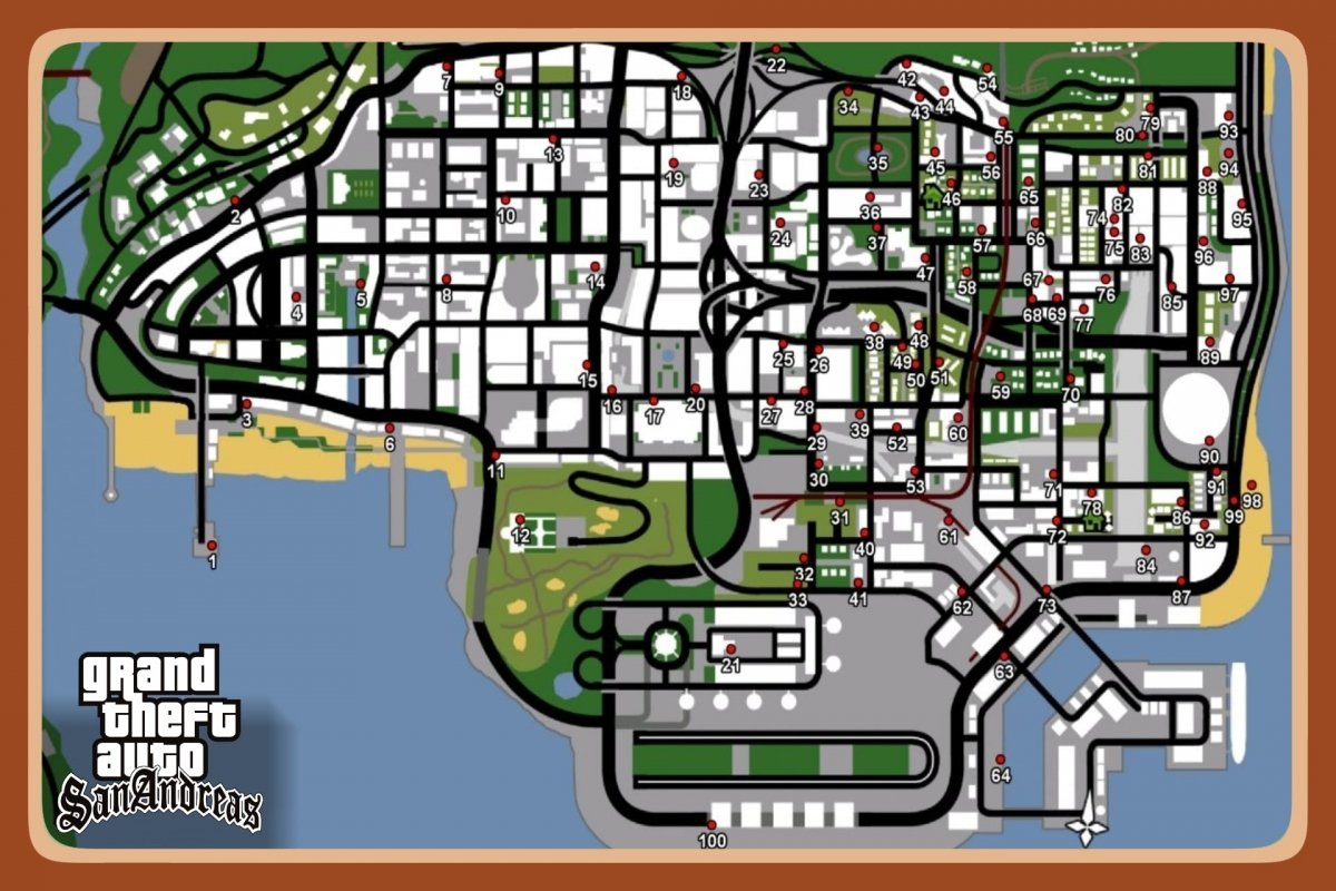 Map of grafittis in GTA San Andreas