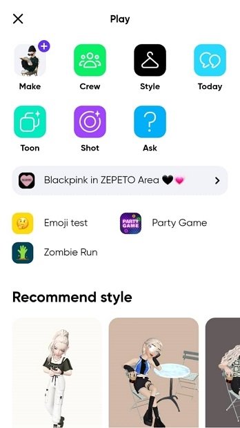 Mini-games available in Zepeto