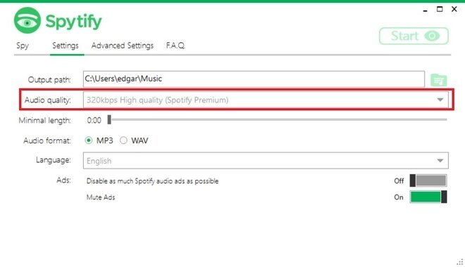 Modify the audio quality