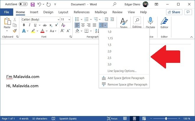 Modificar el espaciado entre líneas