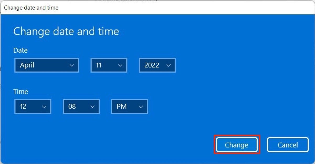 Modify the time and date on Windows 11