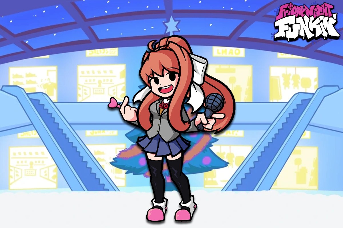 Monikaは人懐っこいけどトラブルメーカーなFNFのキャラクター