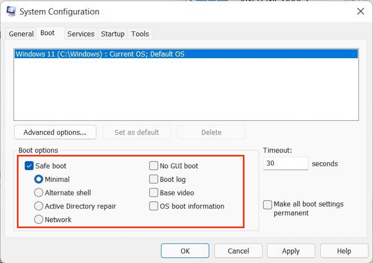 MSConfigは数クリックだけでセキュリティモードにアクセスする素晴らしいツールです