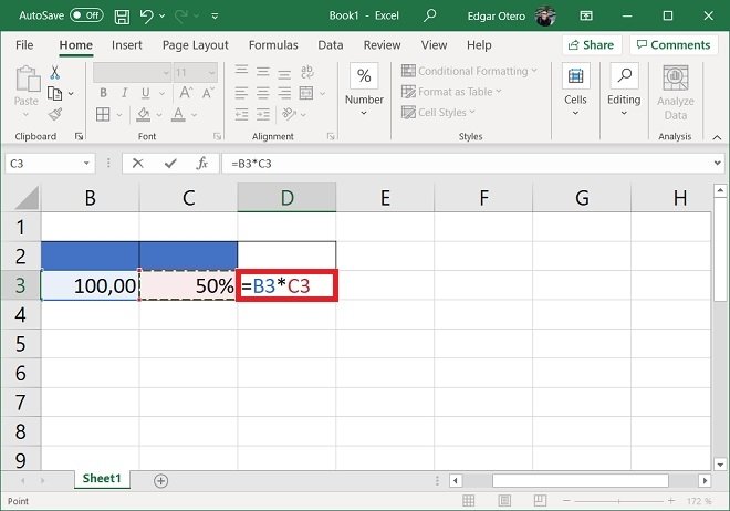 Multiply two cells