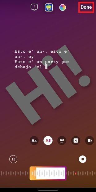 Ajustes de la música en las historias