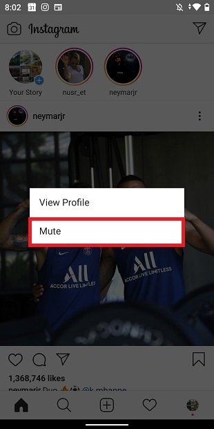 Mute an Instagram contact