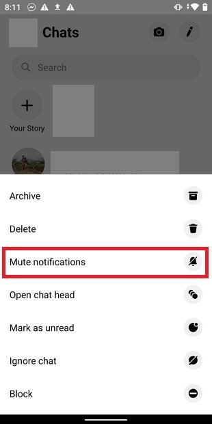 Mute the chat in Messenger