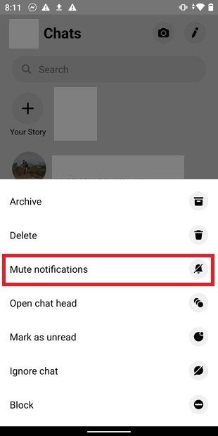 Mettre la discussion en silencieux sur Messenger