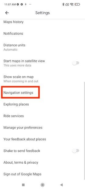 Navigation settings