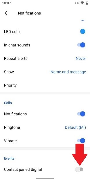 New contact notification disabled