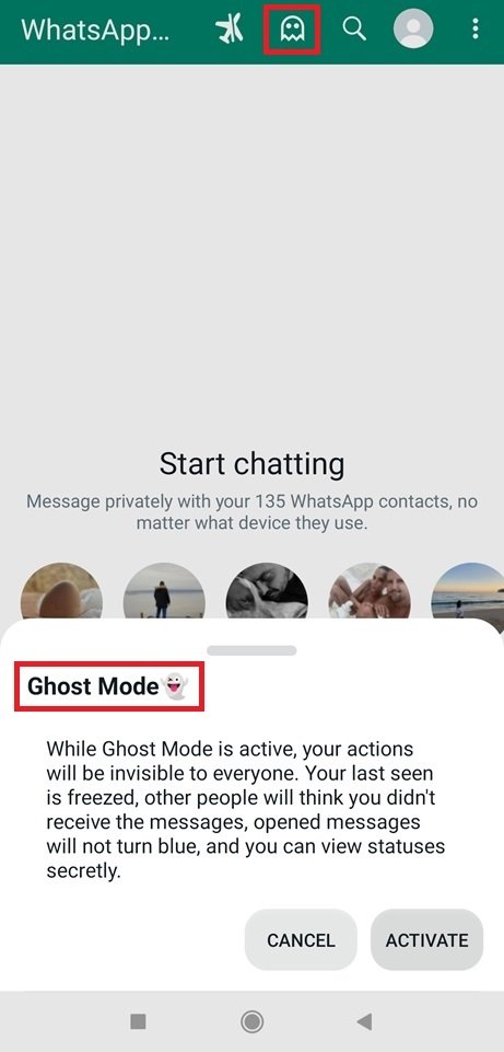 Nuova modalità fantasma in WhatsApp Plus