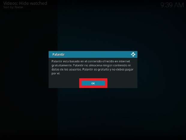Notificación de Palantir sobre el origen de los contenidos