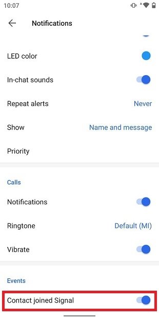 Notification for every new contact on Signal