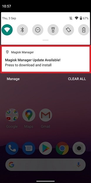 Notification of a new version available