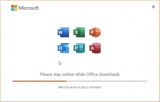 Descarga de Office en curso