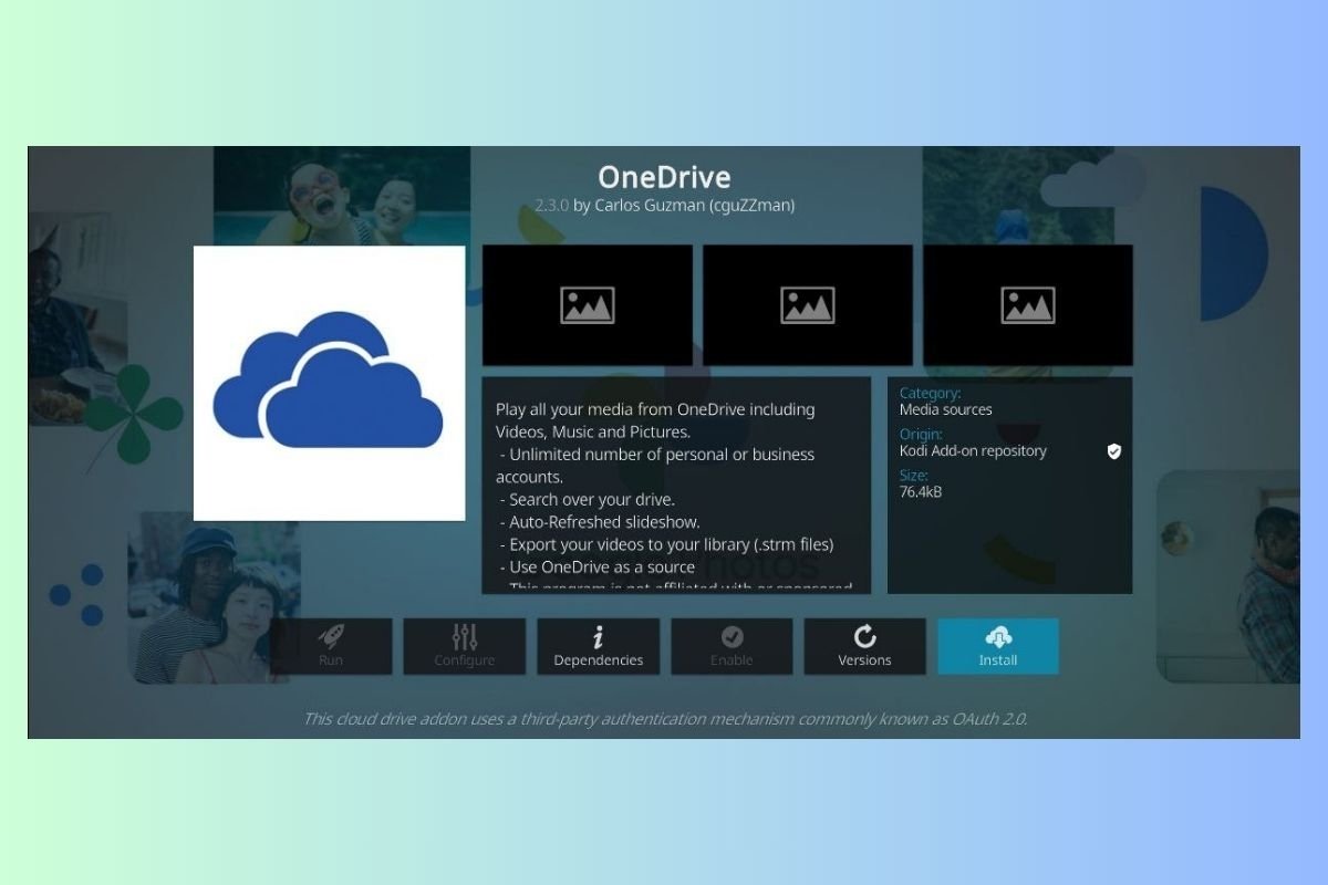 OneDrive's add-on for Kodi