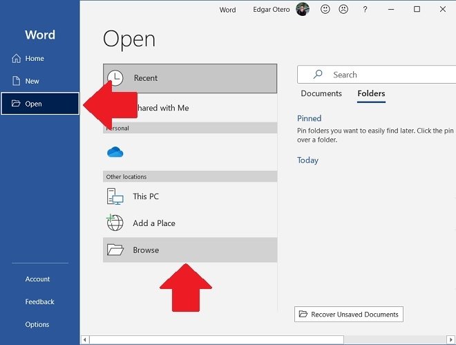 Open a PDF file in Word