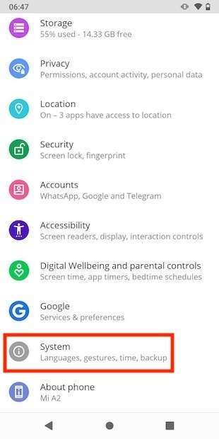 Open Android’s system settings