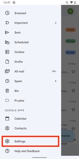 Open Gmail’s settings